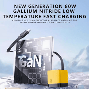 Chargeur GaN 3 en 1, module de charge rapide évolutif 80 W MAX avec câble Type-C et 2 ports USB